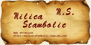 Milica Stambolić vizit kartica